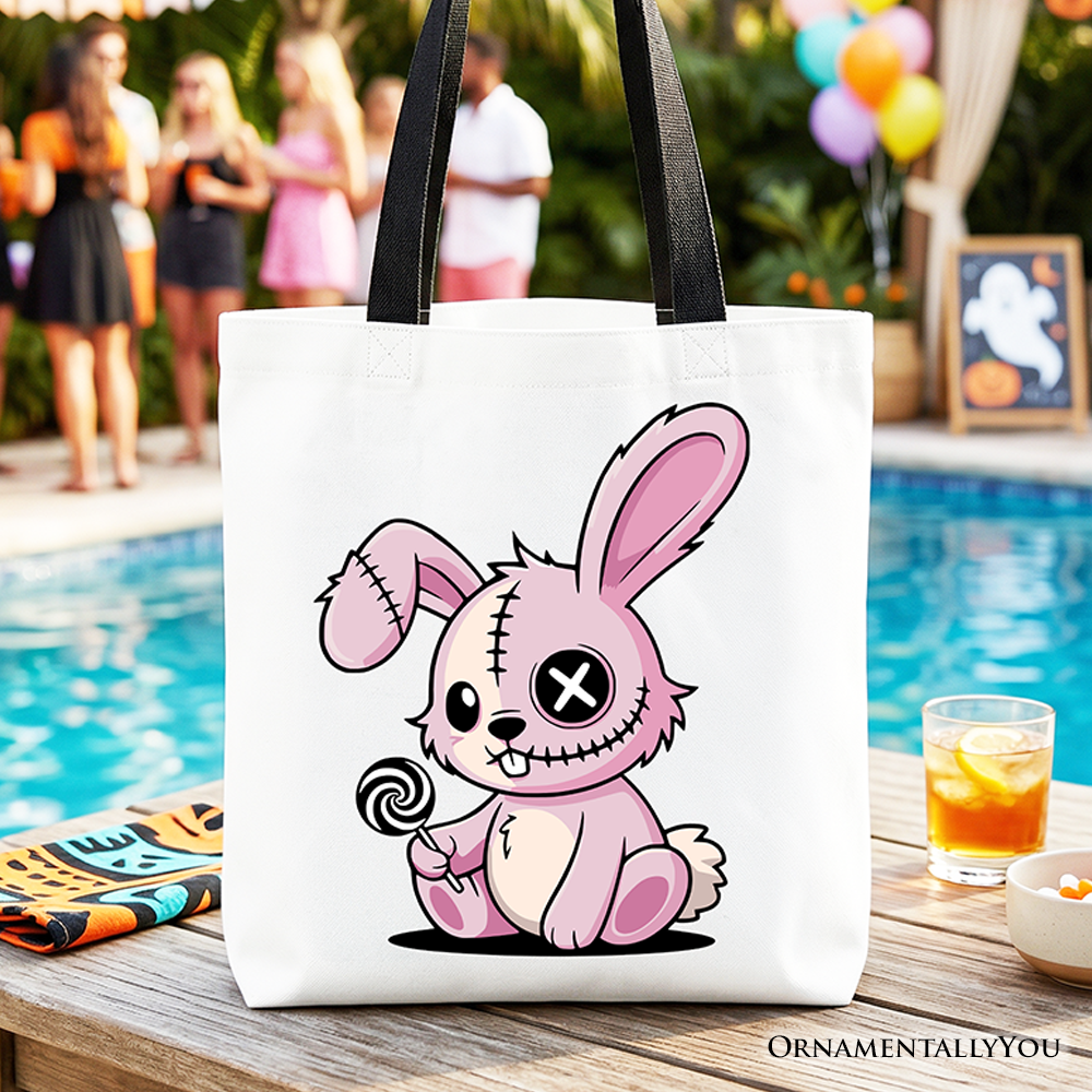 Pink Zombies Bunny Cute Tote Bag, Cute Gothic Halloween Gift Shopper