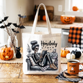 Homebody Reading Skeleton Tote Bag, Funny Lazy Selfcare Gift Shopper for Introvert Women