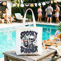 Spooky Summer Skeleton Tote Bag, Snarky Halloween Gift Shopper for Coffee and Horror Fanatics