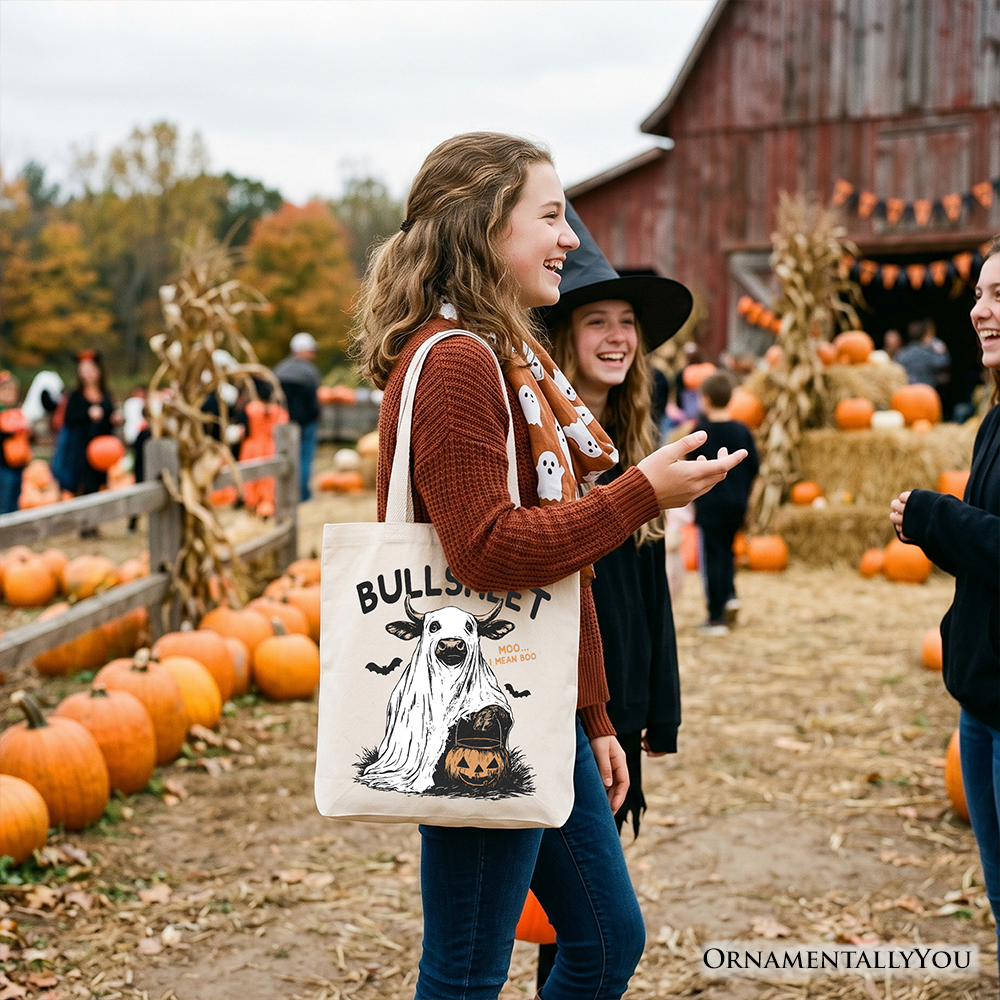 Bullsheet Halloween Bull Tote Bag, Hilarious Cow Gift Shopper for Trick-or-Treaters