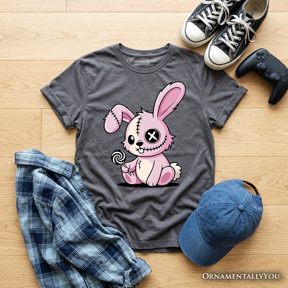 Kids Pink Zombies Bunny Cute T-Shirt, Cute Gothic Youth Halloween Tee