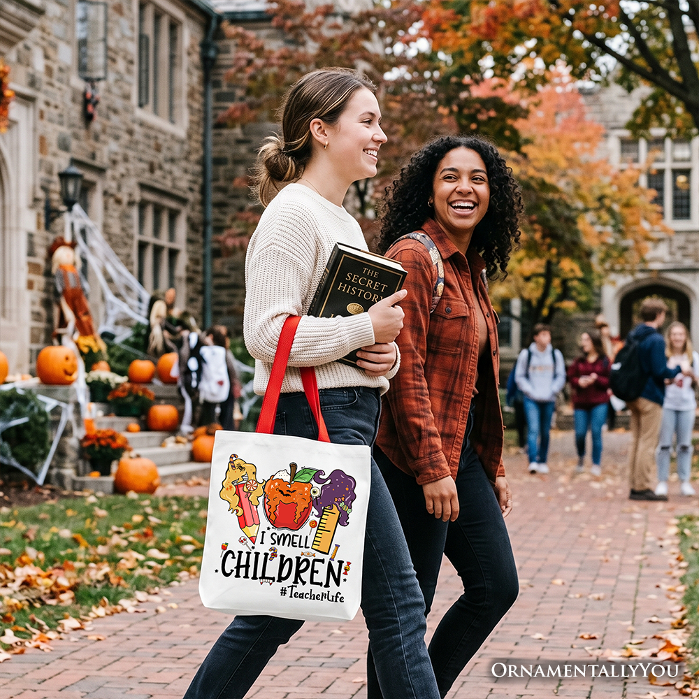 I Smell Children Witch Teacher Life Tote Bag, Back To School Halloween Gift Shopper