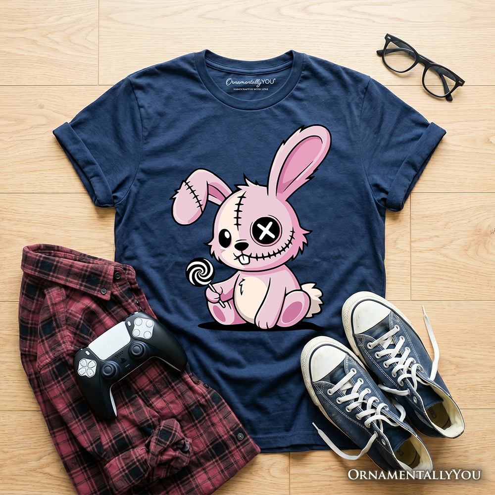 Kids Pink Zombies Bunny Cute T-Shirt, Cute Gothic Youth Halloween Tee