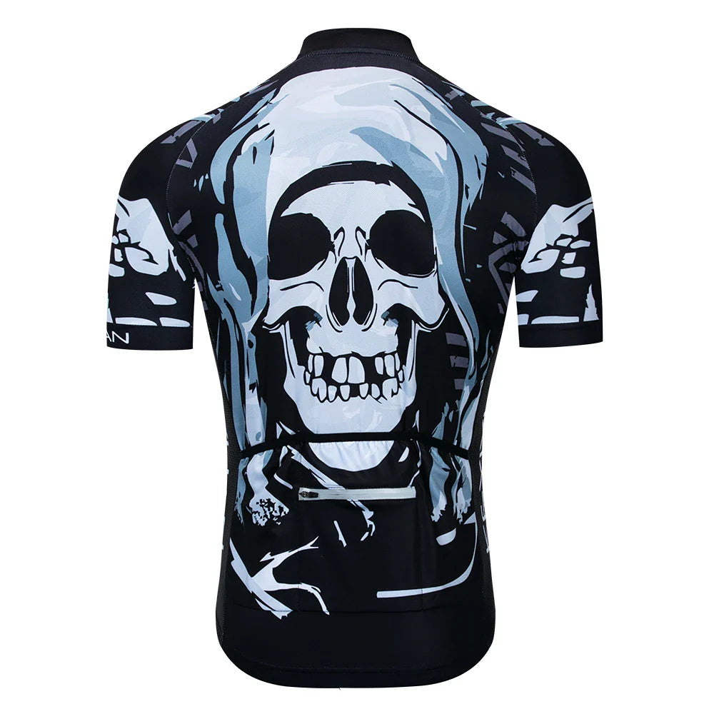 Men's Skull Cycling Jersey – Short Sleeve MTB & Road Bike Shirt