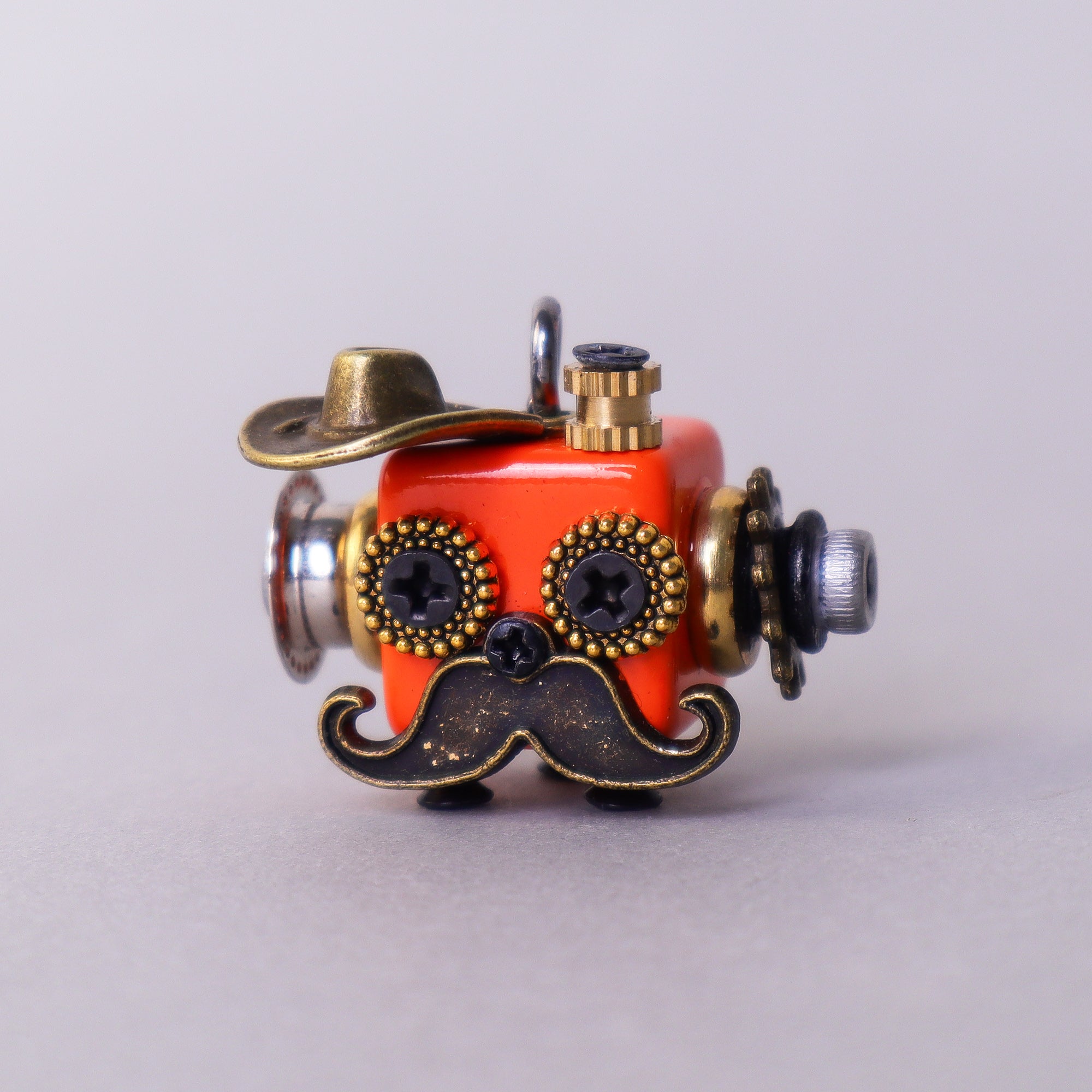 Handcrafted wooden bot necklace keychain and mini decor with unique character and natural wood finish