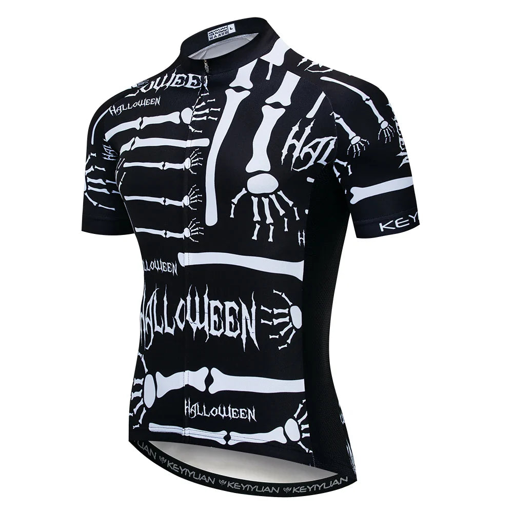 Men's Skull Cycling Jersey – Short Sleeve MTB & Road Bike Shirt