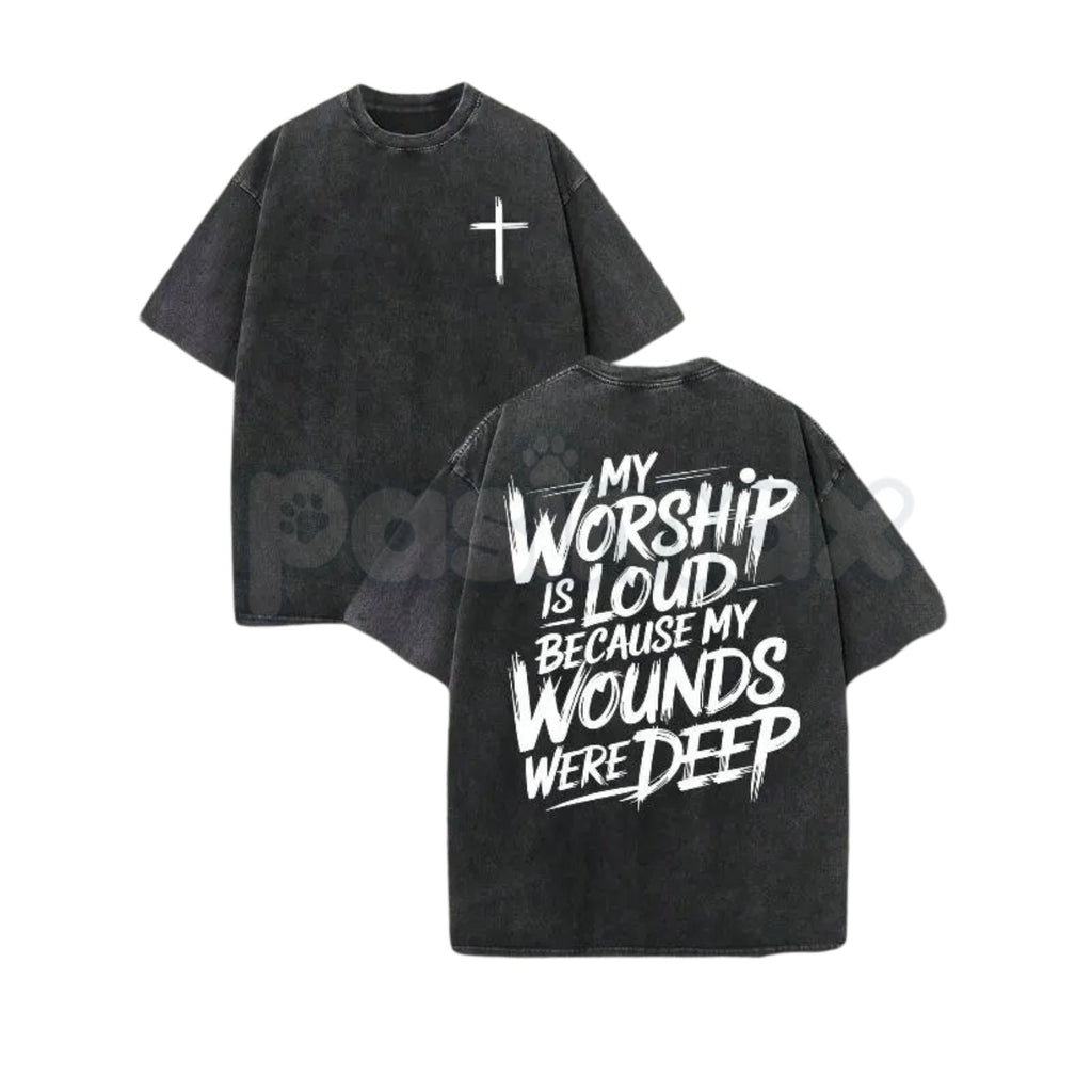 Christian graphic tee with my worship is loud faith message