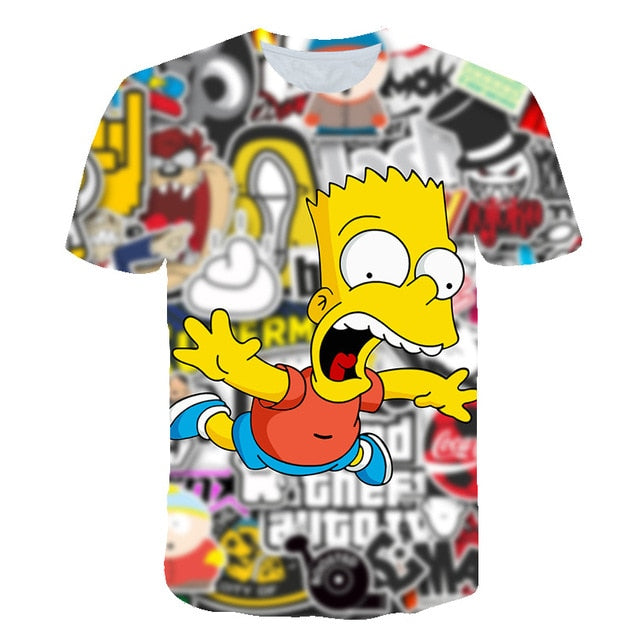 Spongebob Squarepants casual men's 3D printed short sleeve O-neck t-shirt polyester batik fabric