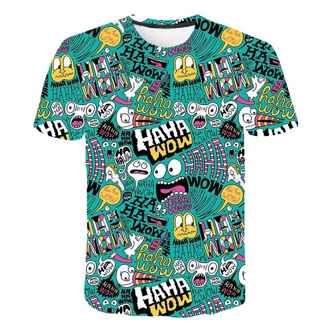 Spongebob Squarepants casual 3D printed men's and women's short sleeve O-neck polyester t-shirt
