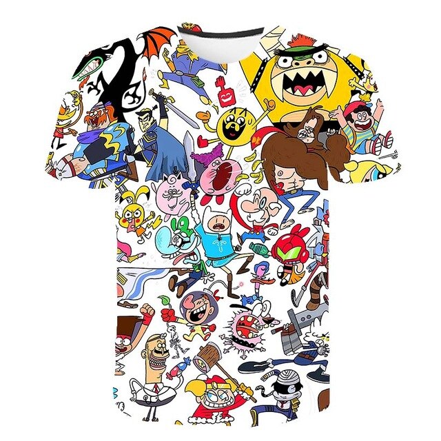 Spongebob Squarepants casual men's 3D printed short sleeve O-neck t-shirt in polyester batik fabric