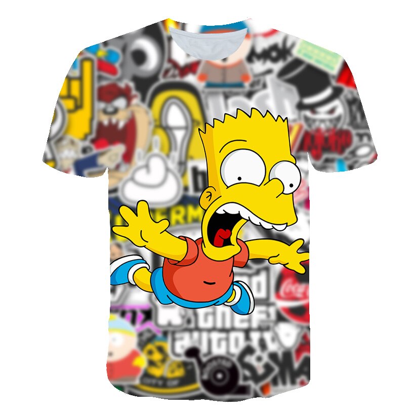 Spongebob Squarepants casual men's 3D printed short sleeve O-neck t-shirt in polyester batik fabric