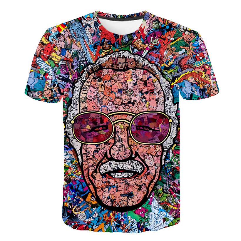 Spongebob Squarepants casual men's 3D printed short sleeve O-neck t-shirt in polyester batik fabric