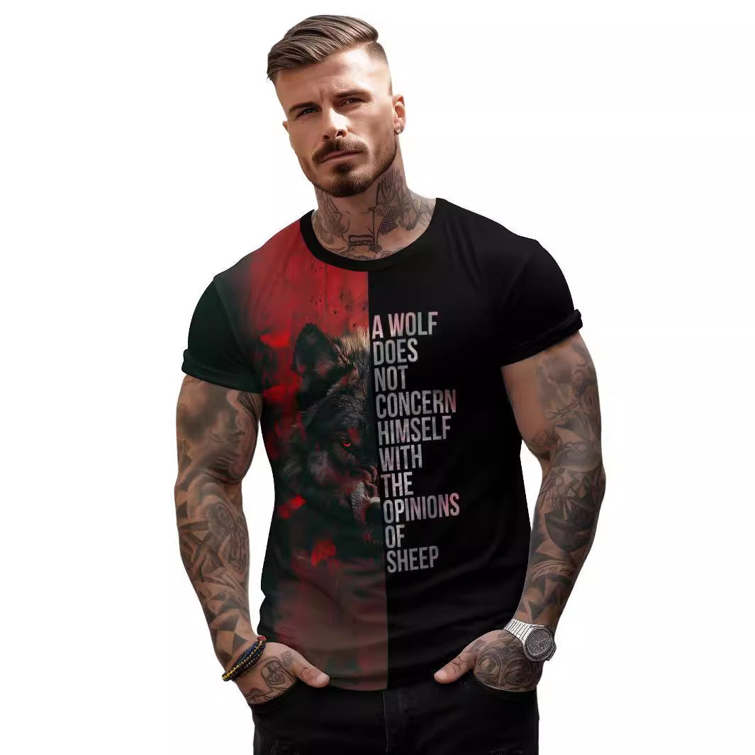 Wolf graphic t-shirt 3D printed loose fit
