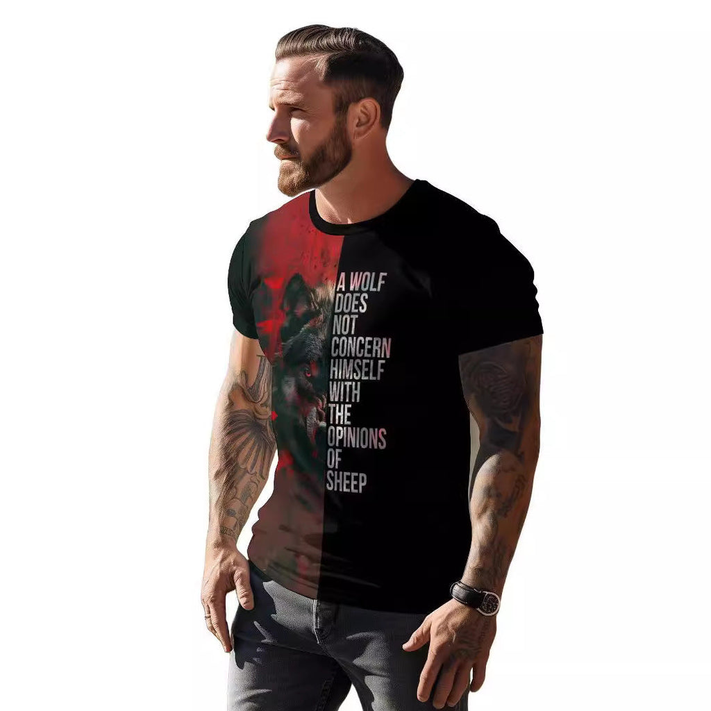 Wolf graphic t-shirt 3D printed loose fit