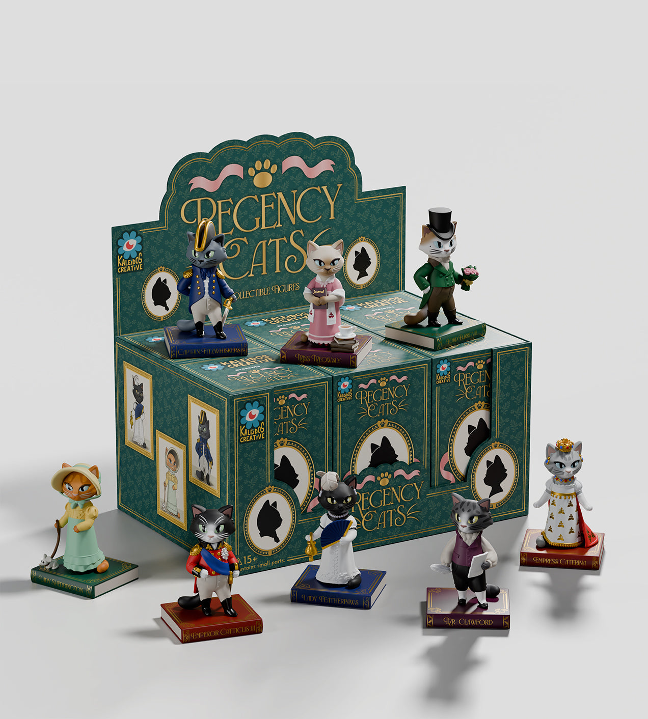 Kaleidos Creative Regency Cats Blind Box collectible PVC cat figurine with accessories
