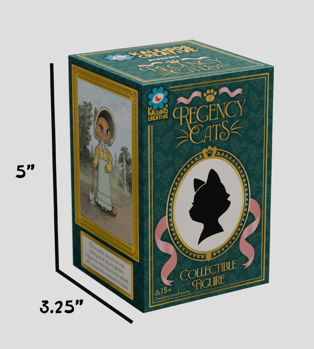 Kaleidos Creative Regency Cats Blind Box collectible figurines featuring Regency-era dressed cats with props
