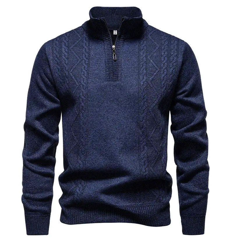 Men's knit sweater fleece-lined half-zip pullover