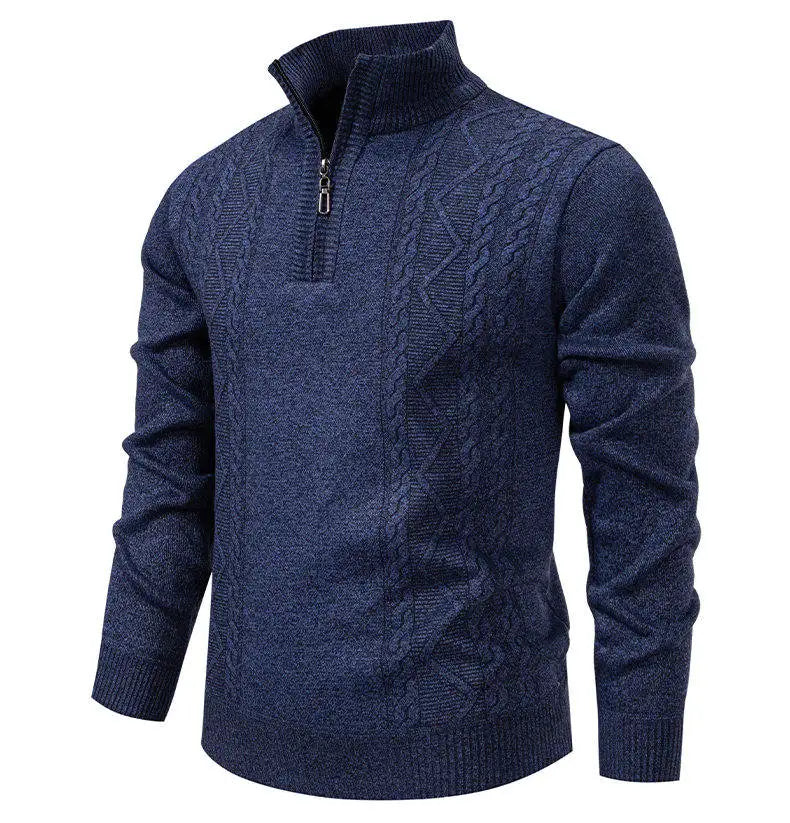 Men's knit sweater fleece-lined half-zip pullover