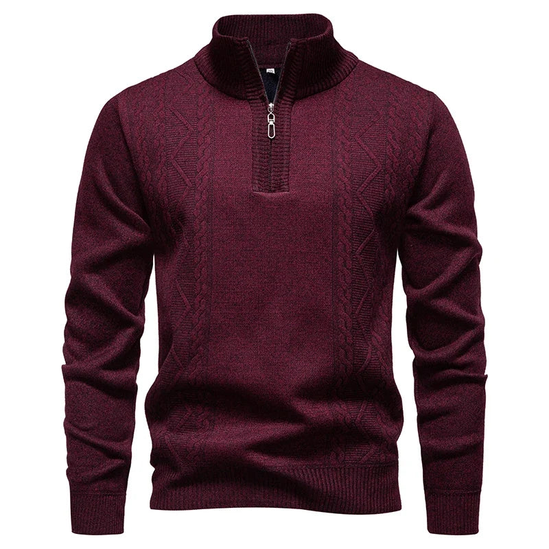 Men's knit sweater fleece-lined half-zip pullover