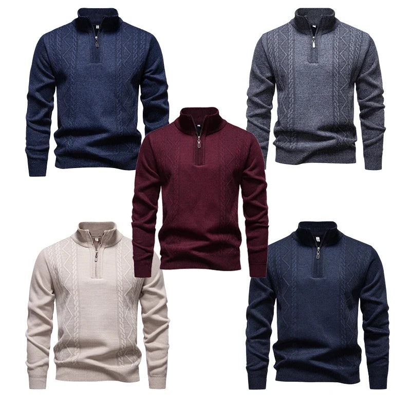 Men's knit sweater fleece-lined half-zip pullover