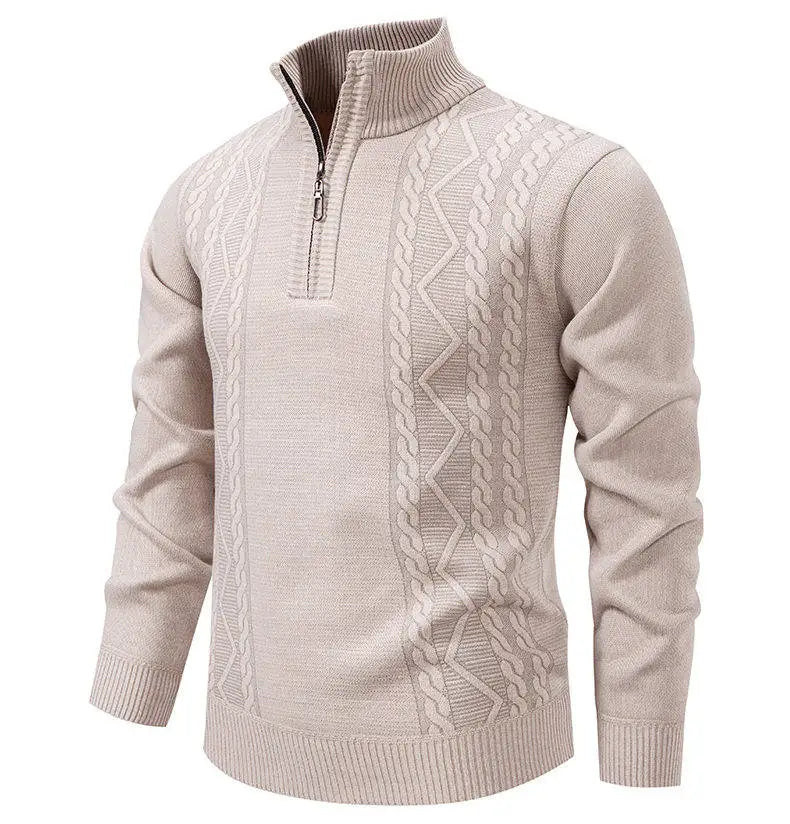 Men's knit sweater fleece-lined half-zip pullover