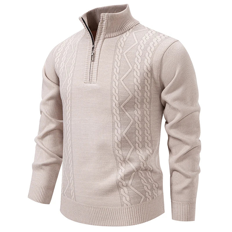 Men's knit sweater fleece-lined half-zip pullover