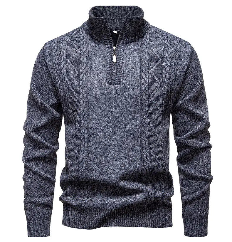 Men's knit sweater fleece-lined half-zip pullover