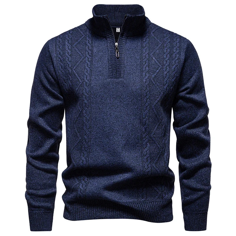 Men's knit sweater fleece-lined half-zip pullover