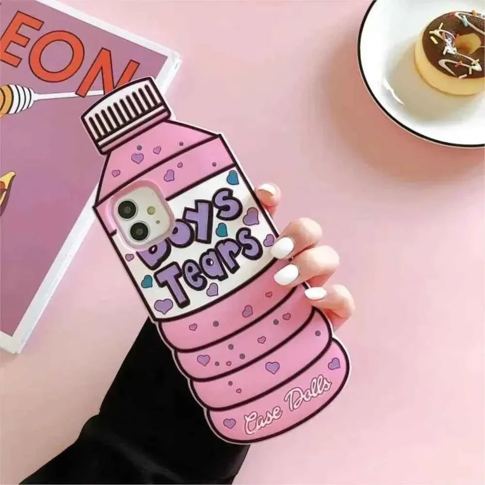 3D cartoon iPhone case water bottle silicone cover