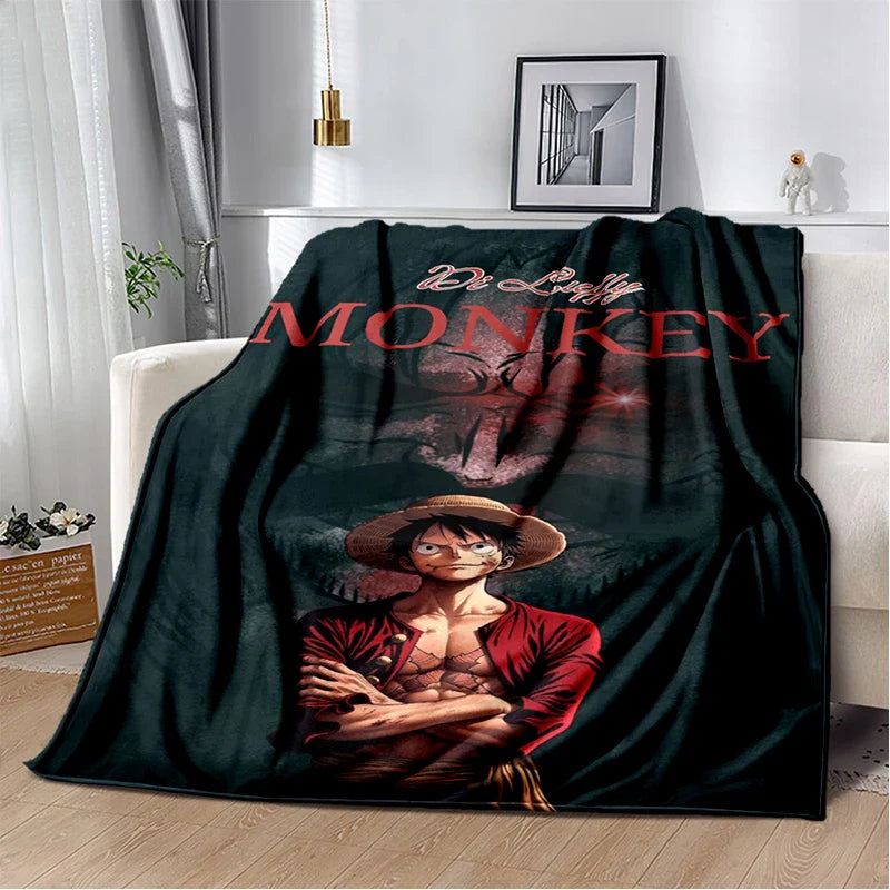 Anime One Piece 3D Cartoon Blanket - Soft, Warm Throw for Bedroom, Living Room, Bed, Camping, Picnic, Office, Kids Gift