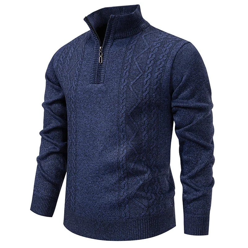 Men's knit sweater fleece-lined half-zip pullover