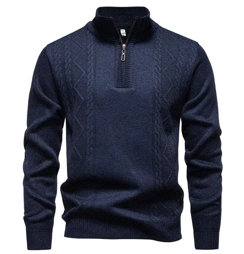 Men's knit sweater fleece-lined half-zip pullover