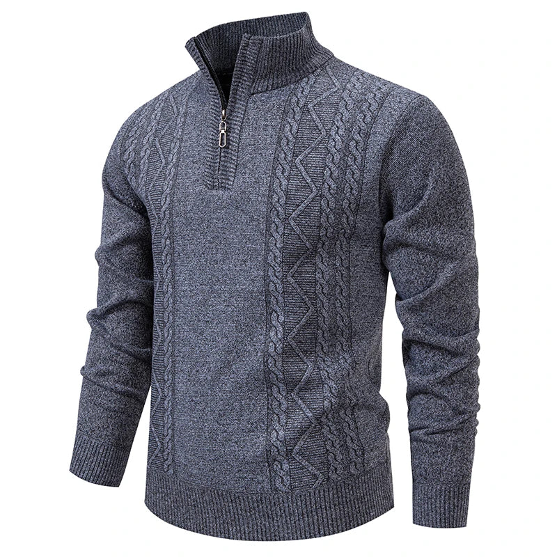 Men's knit sweater fleece-lined half-zip pullover