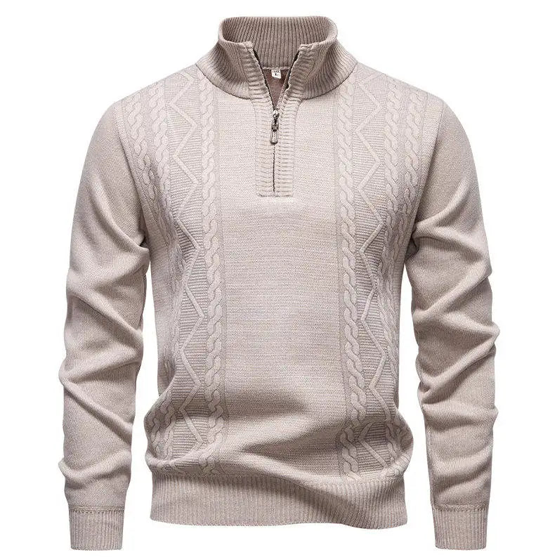 Men's knit sweater fleece-lined half-zip pullover