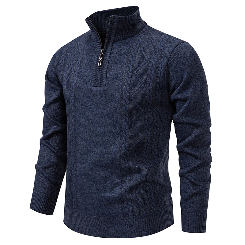 Men's knit sweater fleece-lined half-zip pullover