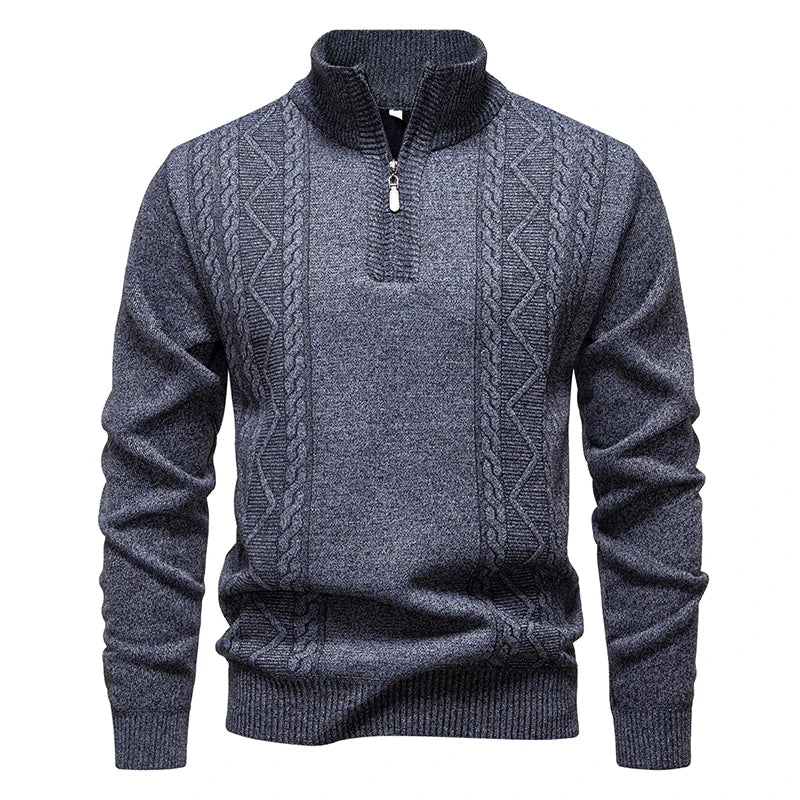 Men's knit sweater fleece-lined half-zip pullover