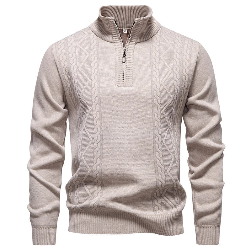 Men's knit sweater fleece-lined half-zip pullover