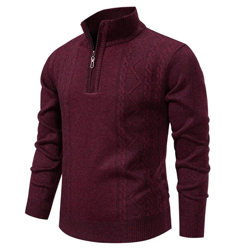 Men's knit sweater fleece-lined half-zip pullover