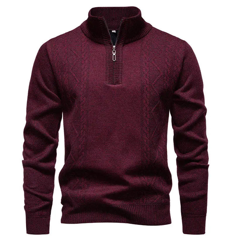 Men's knit sweater fleece-lined half-zip pullover