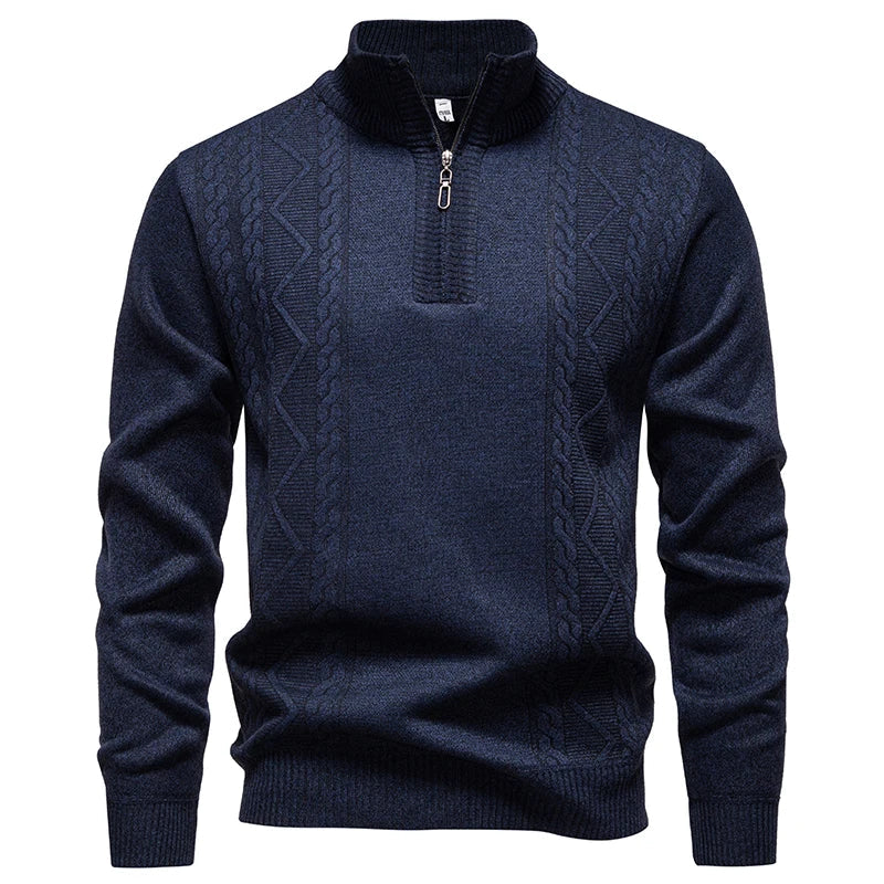 Men's knit sweater fleece-lined half-zip pullover