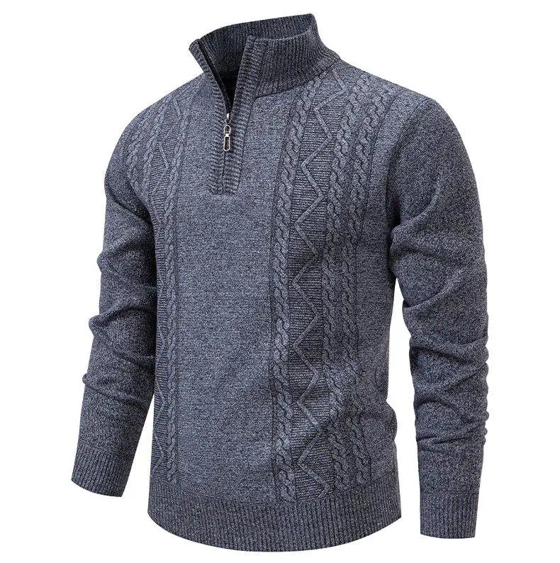 Men's knit sweater fleece-lined half-zip pullover