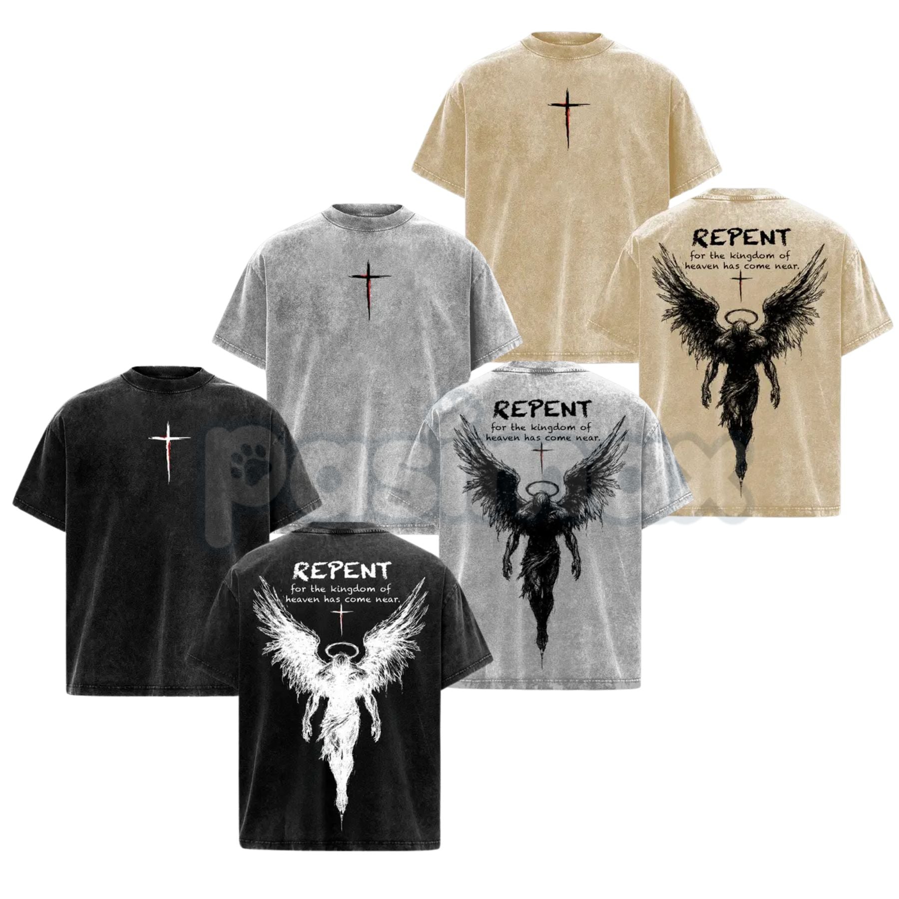 Christian streetwear t-shirt with angel wings repent graphic