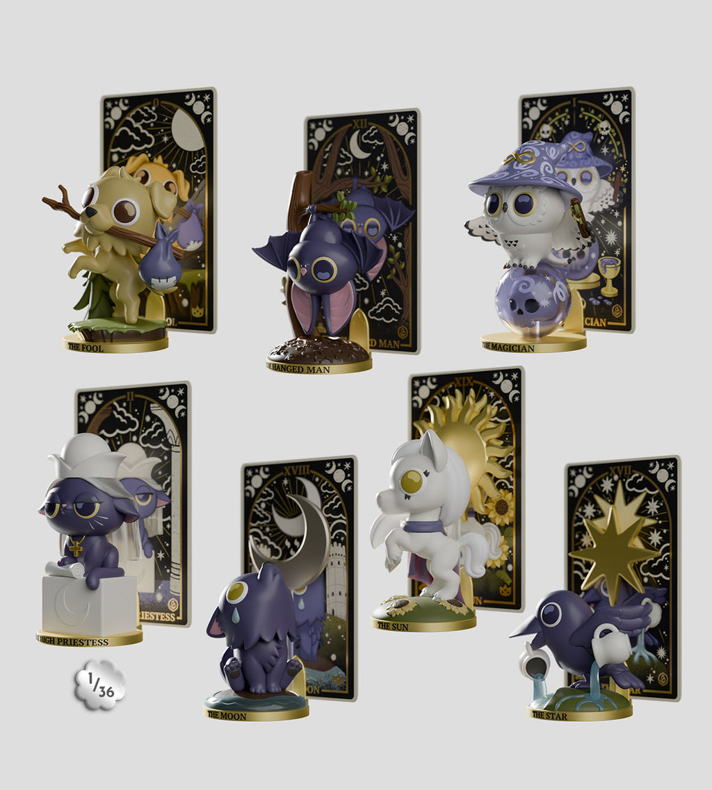 Wild Magic Tarot Blind Box collectible figure and tarot card set by Kaleidos Creative in packaging