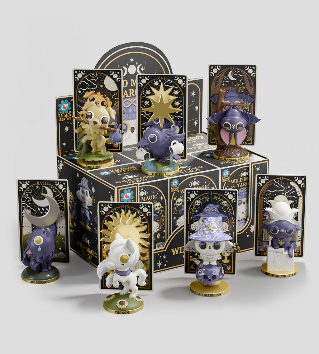 Wild Magic Tarot Blind Box collectible figure and tarot card set by Kaleidos Creative in packaging