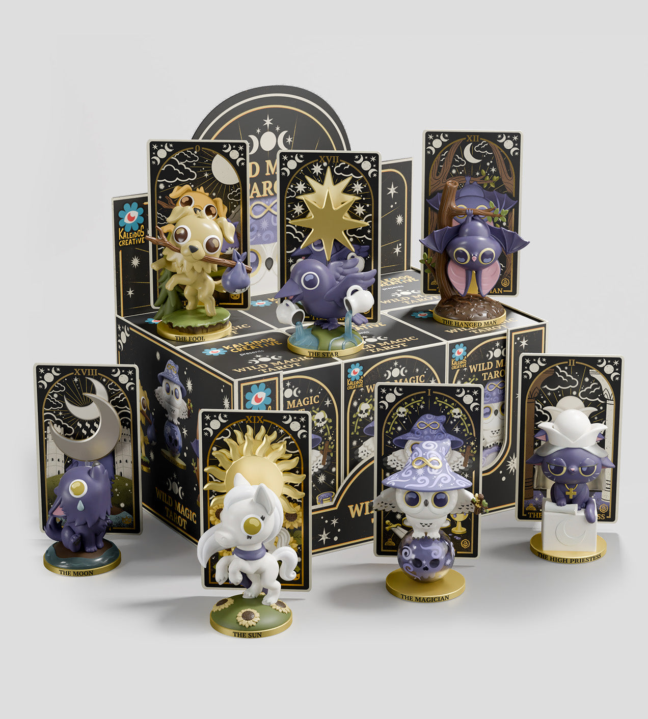 Wild Magic Tarot Blind Box collectible figure and tarot card set by Kaleidos Creative in packaging