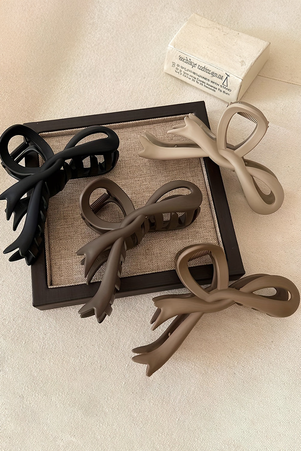 Beige Bowknot Large Hair Claw Clip accessory for hair styling