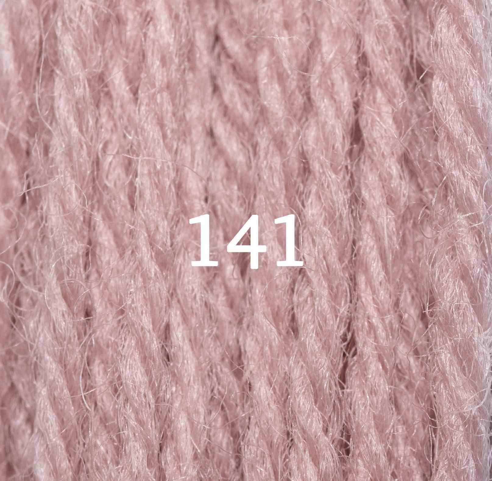 Appletons Wool Yarn in Dull Rose Pink shades 141-149 skeins on white background
