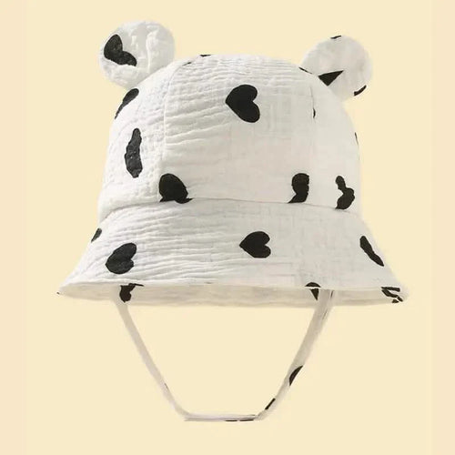 Baby Summer Beach Adjustable Bucket Cute Cotton Hat with Ears