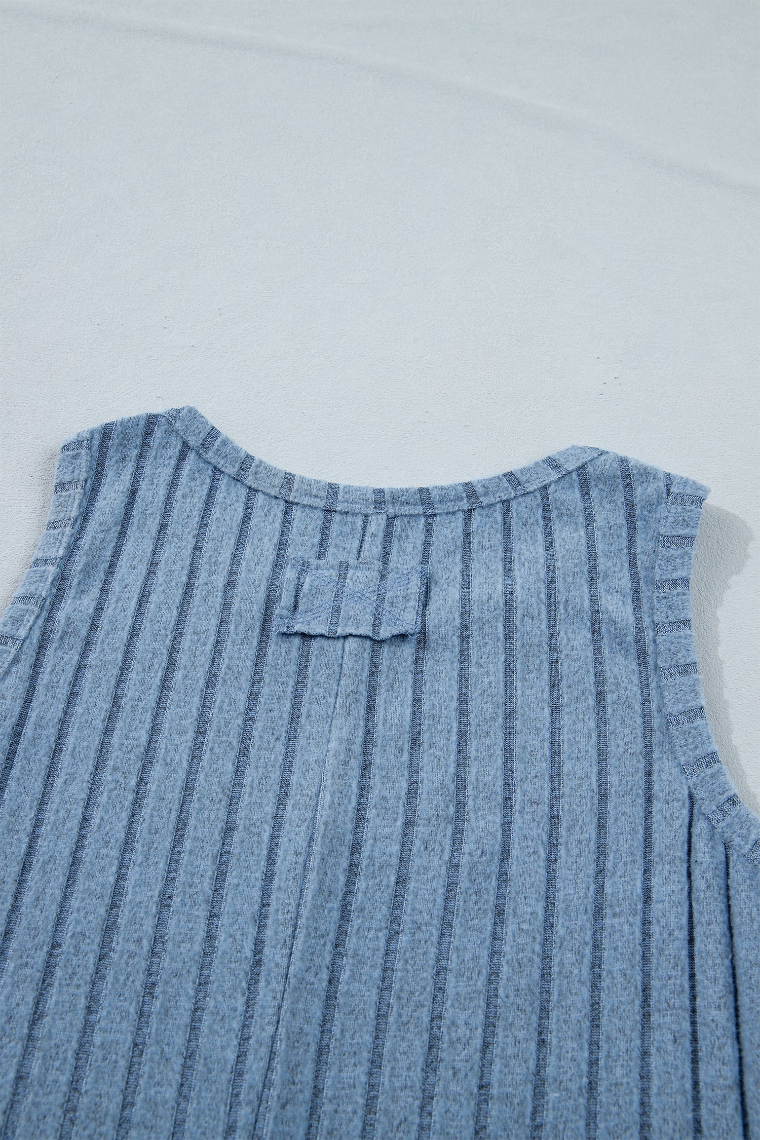 Beau Blue slim ribbed mineral wash tank top with stretchy breathable fabric
