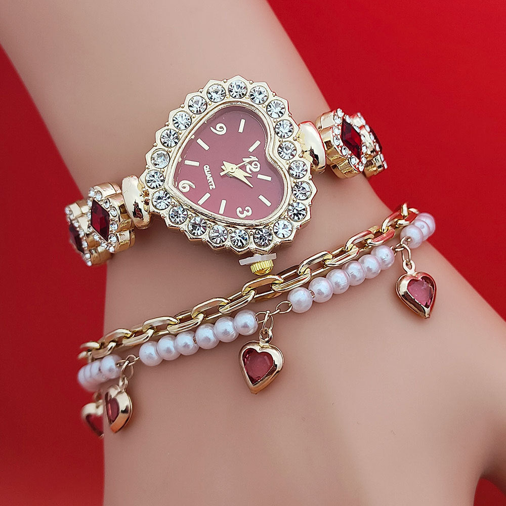 Women's bracelet watch set heart quartz Valentine's gift
